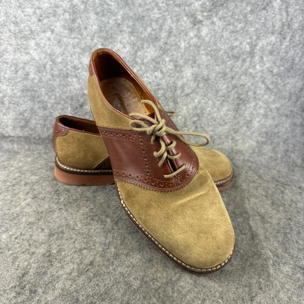 Nordstrom Mens Saddle‎ Shoes Brown Tan  Leather Casual Oxford Size 7.5 Classic